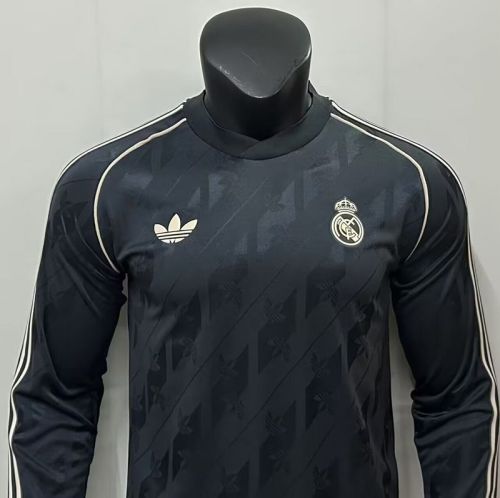 Long Sleeve Retro Model 2024-2025 Real Madrid Black Soccer Jersey Real Football Shirt