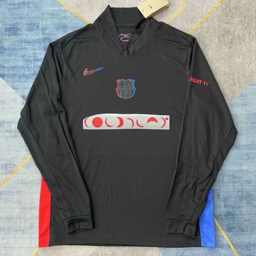 Coldplay Long Sleeve Barca Camisetas de Futbol Fan Version 2024-2025 Barcelona Away Black Soccer Jersey
