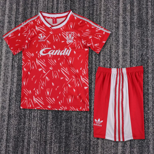 Retro Youth Uniform Kids Kit 1989-1991 Liverpool Home Soccer Jersey Shorts Vintage Child Football Set