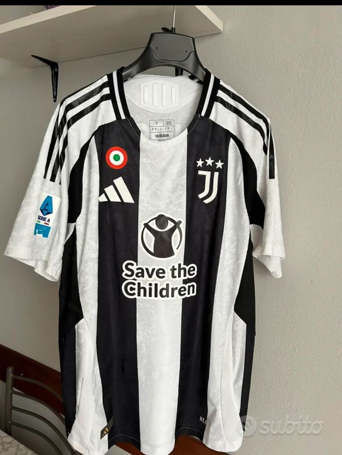 with Sponor Logo+Serie A Patch+Italia Patch Maillot Juve Shirt Player Version 2024-2025 Juventus Home Soccer Jersey Football Shirt