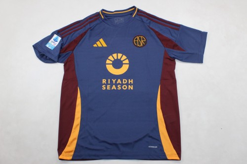 with Serie A Patch Fan Version 2024-2025 As Roma Third Away Dark Blue Soccer Jersey Football Shirt