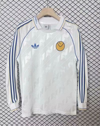Retro Model Long Sleeve 2024-2025 Leeds United White Soccer Jersey Football Shirt