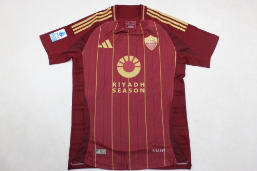 with Serie A Patch Fan Version 2024-2025 As Roma Home Soccer Jersey Football Shirt