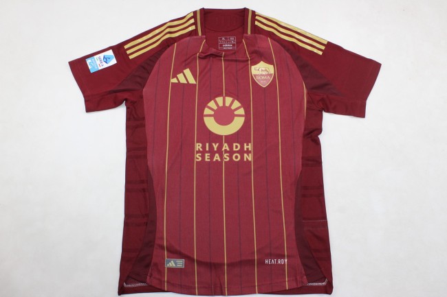 with Serie A Patch Fan Version 2024-2025 As Roma Home Soccer Jersey Football Shirt