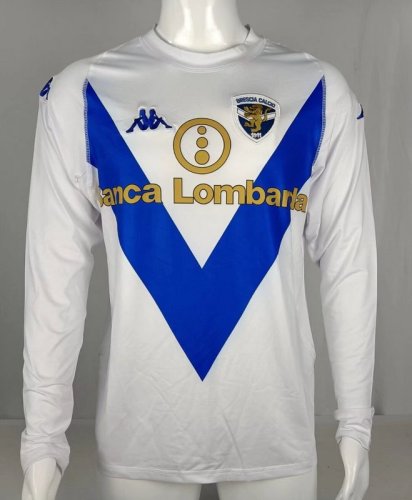 Long Sleeve Retro Jersey 2003-2004 Brescia Calcio Away White Soccer Jersey Vintage Football Shirt