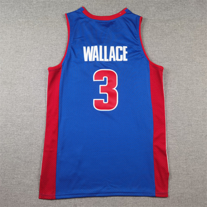 Mitchell&ness 2003-04 Detroit Pistons 3 WALLACE Blue NBA Jersey Basketball Shirt