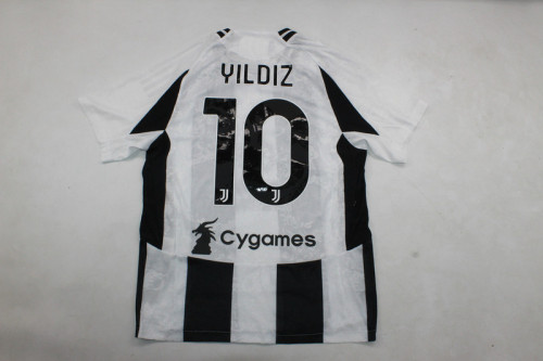 with Sponor Logo+Serie A Patch+Italia Patch Maillot Juve Shirt Fans Version 2024-2025 Juventus YILDIZ 10 Home Soccer Jersey Football Shirt