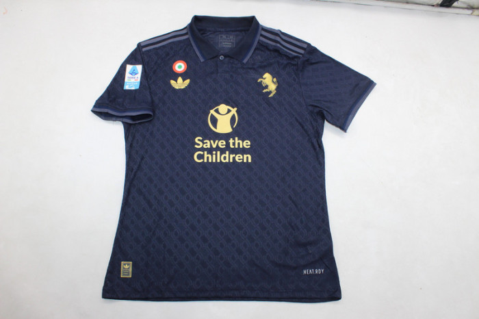with Sponor Logo+Serie A Patch+Italia Patch Maillot Juve Shirt Fan Version 2024-2025 Juventus Third Away Soccer Jersey Football Shirt
