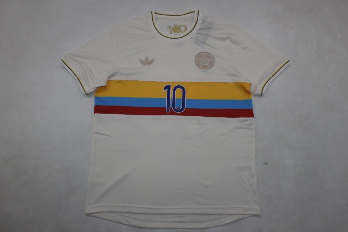 Fan Version Colombia 2024 JAMES 10 Centenary Edition Soccer Jersey 100th Anniversary Camisetas de Futbol