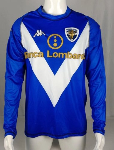 Long Sleeve Retro Jersey 2003-2004 Brescia Calcio Home Soccer Jersey Vintage Football Shirt