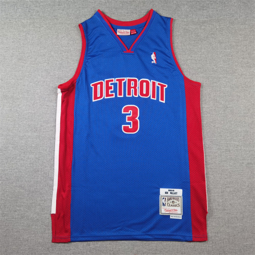 Mitchell&ness 2003-04 Detroit Pistons 3 WALLACE Blue NBA Jersey Basketball Shirt