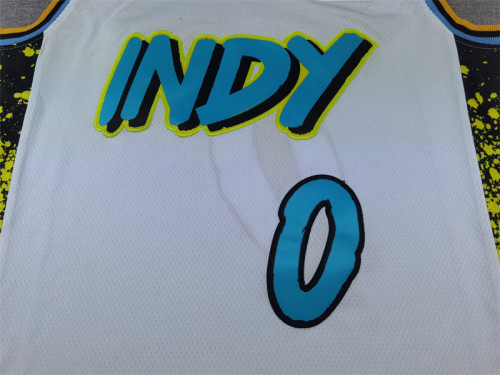2025 City Version Indiana Pacers 0 HALIBURTON White NBA Shirt Basketball Jersey