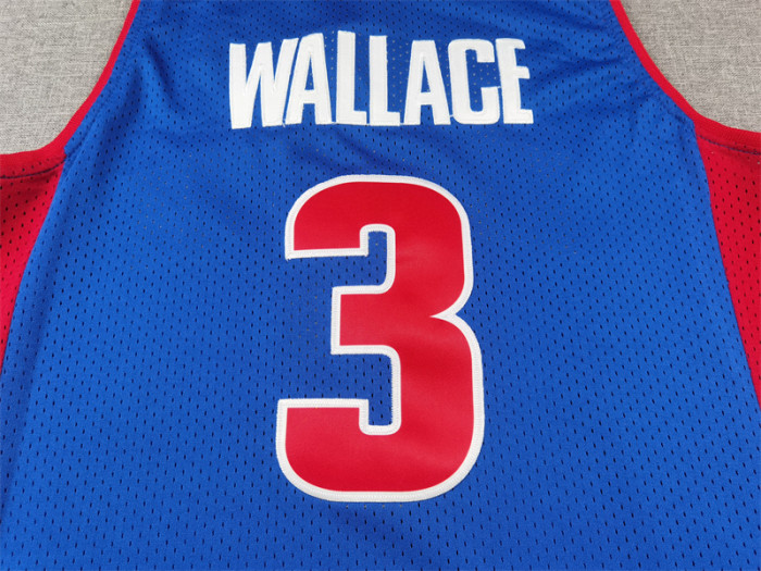 Mitchell&ness 2003-04 Detroit Pistons 3 WALLACE Blue NBA Jersey Basketball Shirt
