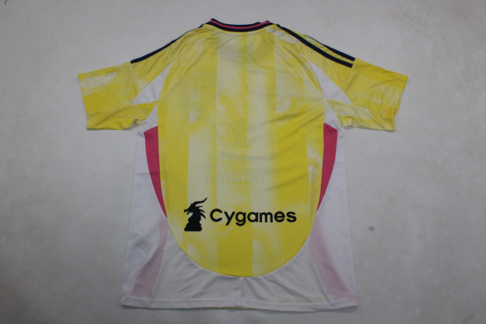 with Sponor Logo+Italia Patch Maillot Juve Shirt Fan Version 2024-2025 Juventus Away Yellow Soccer Jersey Football Shirt