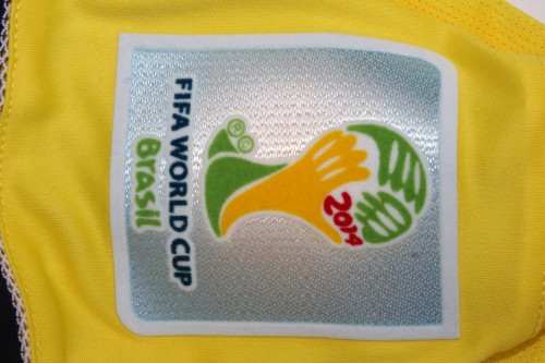 with Front Lettering+World Cup Patch Retro Jersey 2014 Colombia Home Soccer Jersey Vintage Columbia Football Shirt