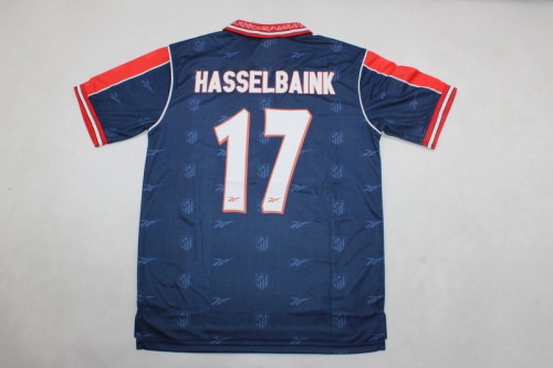 Retro Jersey 1998-1999 Atletico Madrid HASSELBAINK 17 Away Dark Blue Soccer Jersey Vintage Football Shirt