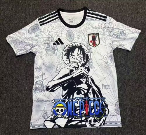 Fan Version Japan 2024 White/Black/Blue Comic Soccer Jersey Football Shirt