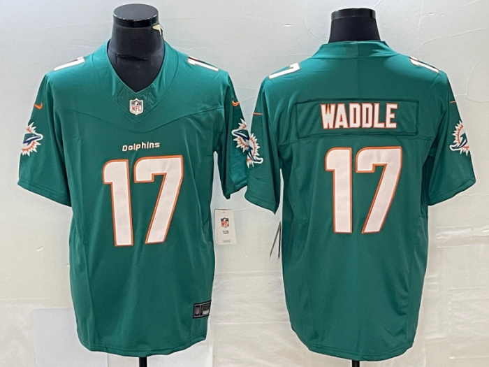 2023 Dolphins 17 WADDLE Green NFL Jersey Shirt