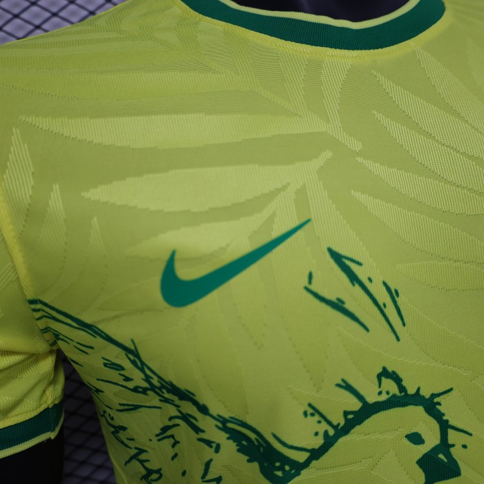 Player Version 2024 Brazil Yellow Special Edition Soccer Jersey Brasil Football Shirt