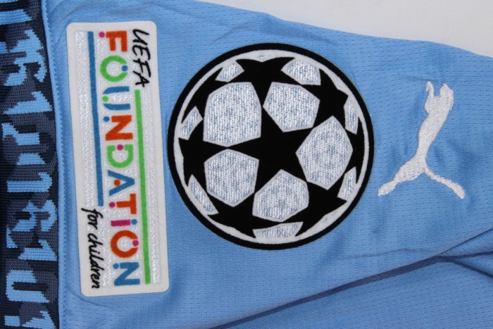 with Golden FIFA+UCL Patch Fan Version Manchester City 2024-2025 HAALAND 9 Home Soccer Jersey Man City Football Shirt