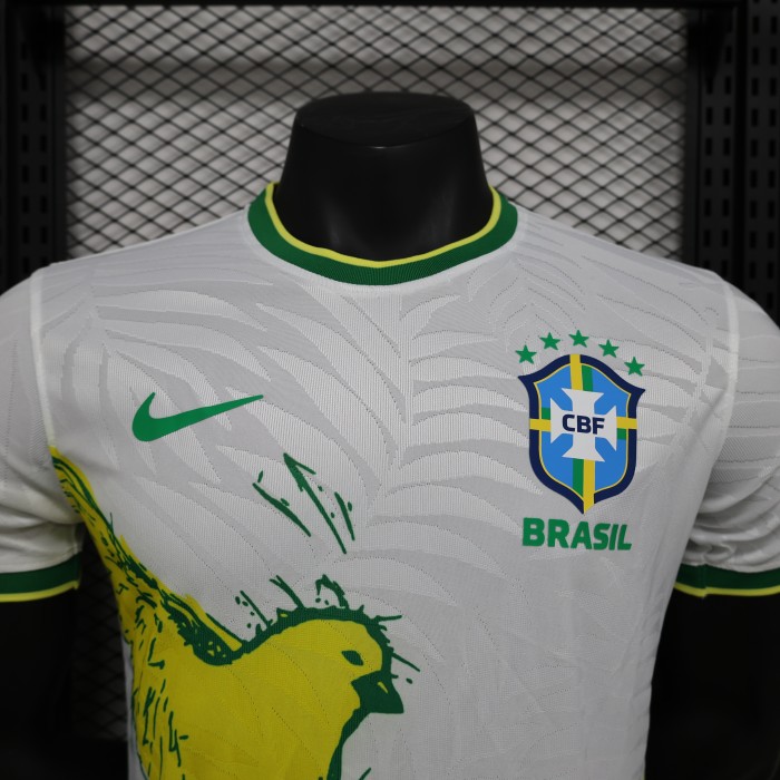 Player Version 2024 Brazil White/Yellow Special Edition Soccer Jersey Brasil Football Shirt