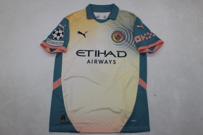 with UCL Patch Fan Version Manchester City 2024-2025 Fourth Away Soccer Jersey Man City Football Shirt