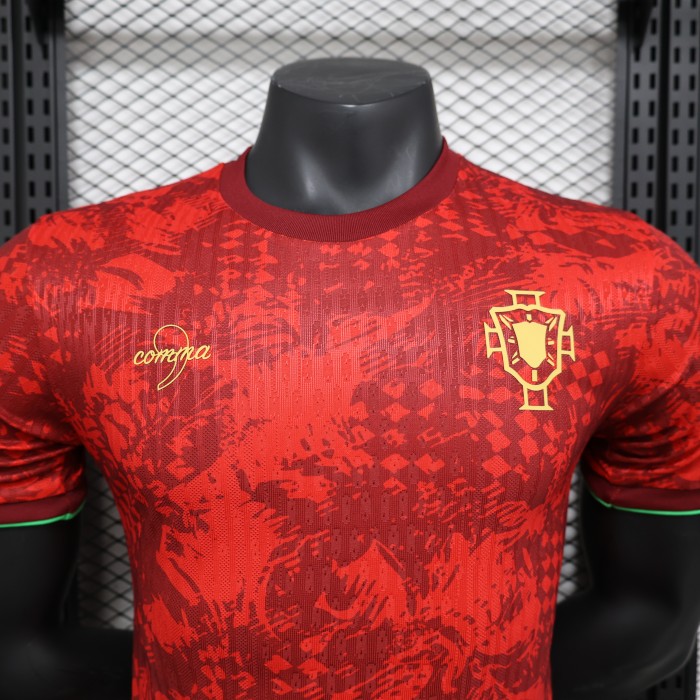 Player Version 2025 Portugal Red Comma Special Edition Soccer Jersey Football Shirt