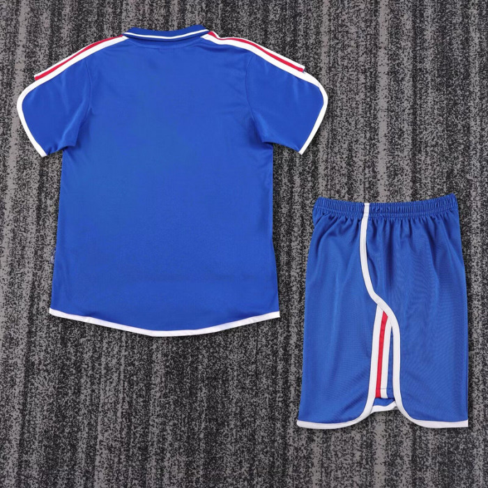 Retro Youth Uniform Kids Kit 2000 France Home Soccer Jersey Shorts Child Football Set