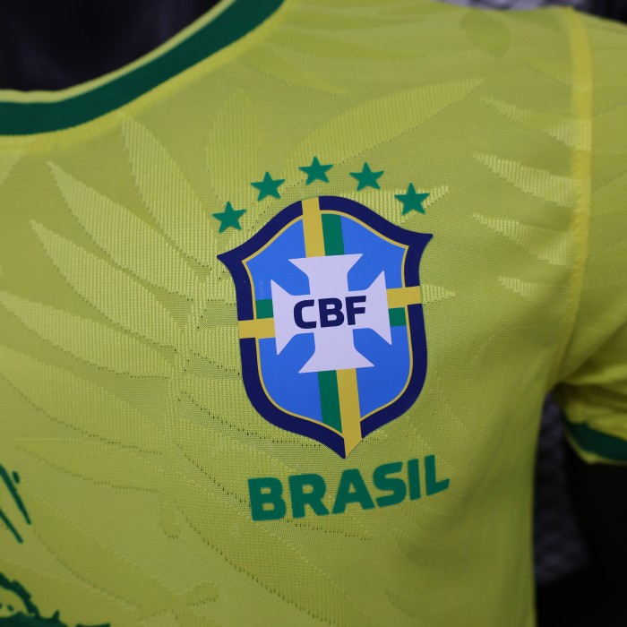 Player Version 2024 Brazil Yellow Special Edition Soccer Jersey Brasil Football Shirt