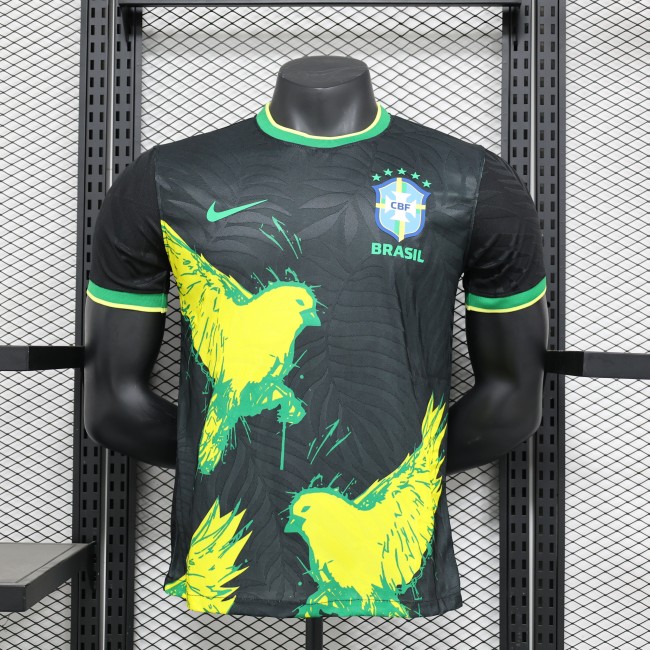 Player Version 2024 Brazil Black/Yellow Special Edition Soccer Jersey Brasil Football Shirt