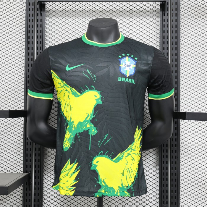 Player Version 2024 Brazil Black/Yellow Special Edition Soccer Jersey Brasil Football Shirt