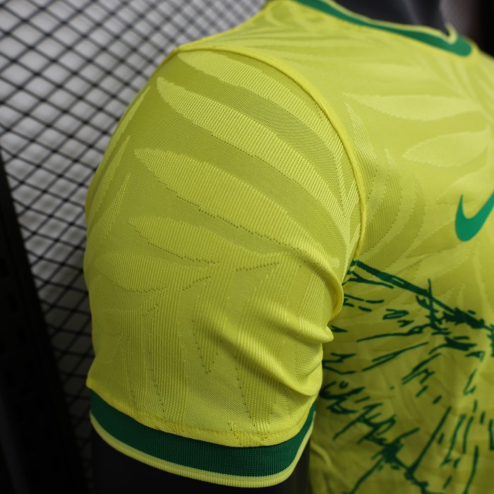 Player Version 2024 Brazil Yellow Special Edition Soccer Jersey Brasil Football Shirt