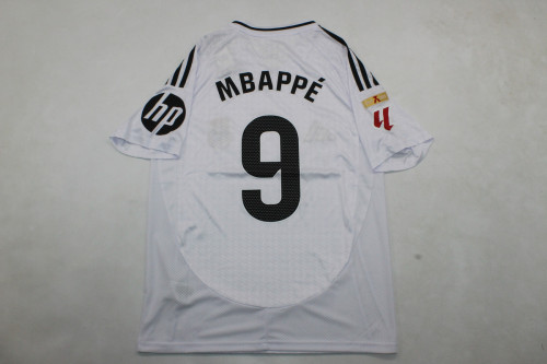 with HP+LALIGA+Liga Champions Patch Fan Version 2024-2025 Real Madrid MBAPPE 9 Home Soccer Jersey Real Football Shirt