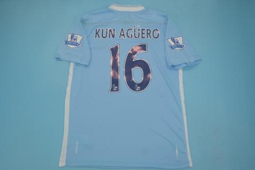 with EPL Patch Retro Jersey 2011-2012 Manchester City KUN AGUERO 16 Home Soccer Jersey
