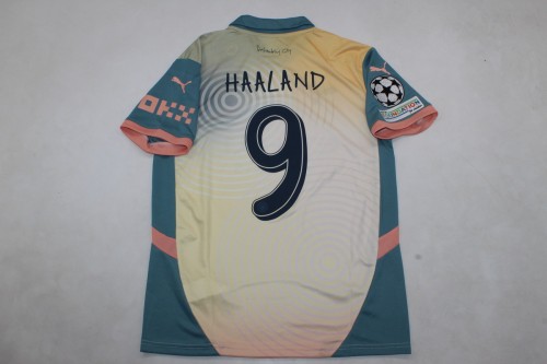 with UCL Patch Fan Version Manchester City 2024-2025 HAALAND 9 Fourth Away Soccer Jersey Man City Football Shirt