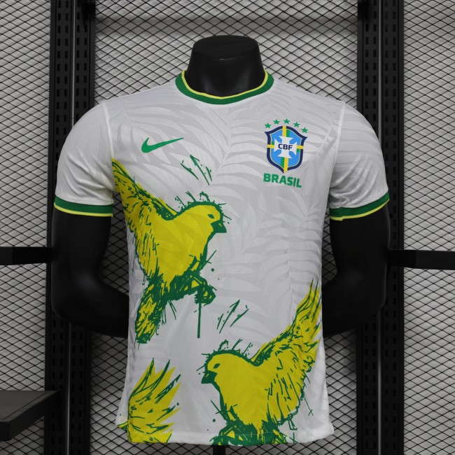 Player Version 2024 Brazil White/Yellow Special Edition Soccer Jersey Brasil Football Shirt