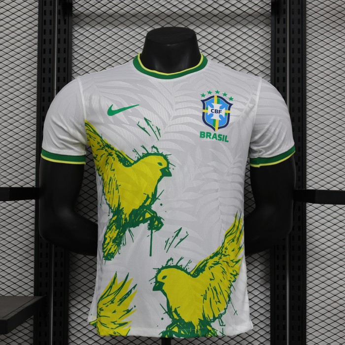 Player Version 2024 Brazil White/Yellow Special Edition Soccer Jersey Brasil Football Shirt