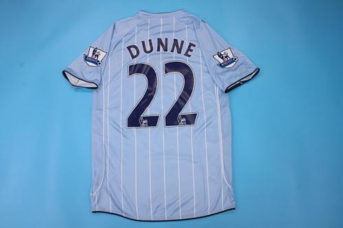 with EPL Patch Retro Jersey 2007-2008 Manchester City DUNNE 22 Home Soccer Jersey Vintage Man City Football Shirt
