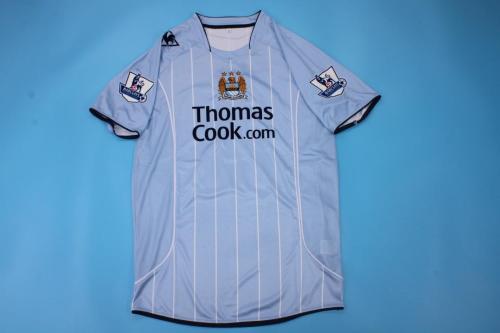 with EPL Patch Retro Jersey 2007-2008 Manchester City Home Soccer Jersey Vintage Man City Football Shirt