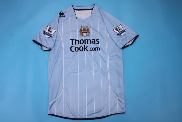 with EPL Patch Retro Jersey 2007-2008 Manchester City DUNNE 22 Home Soccer Jersey Vintage Man City Football Shirt