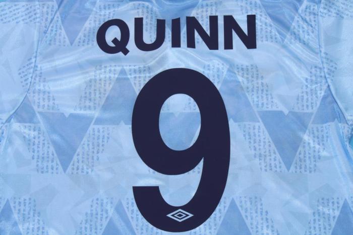 Retro Jersey 1988-1990 Manchester City QUINN 9 Home Soccer Jersey Blue Vintage Football Shirt