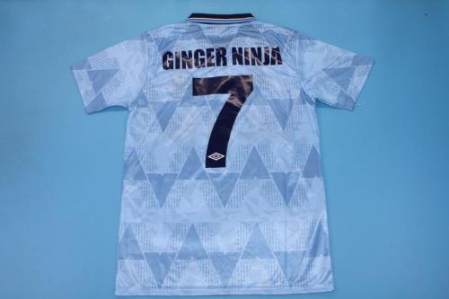 Retro Jersey 1988-1990 Manchester City GINGER NINJA 7 Home Soccer Jersey Blue Vintage Football Shirt