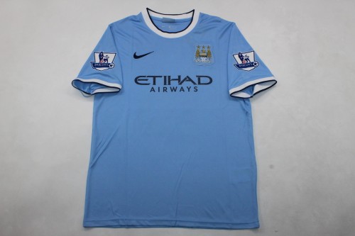 with EPL Patch Retro Jersey 2013-2014 Manchester City Home Soccer Jersey Vintage Man City Football Shirt