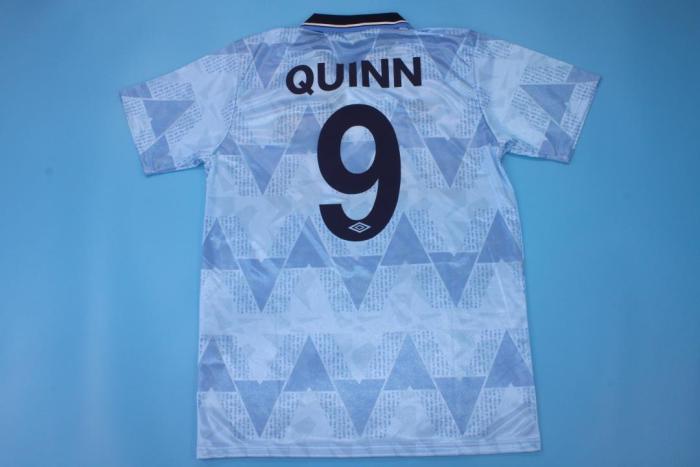 Retro Jersey 1988-1990 Manchester City QUINN 9 Home Soccer Jersey Blue Vintage Football Shirt