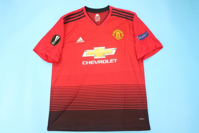 with Europa League Patch Retro Jersey 2018-2019 Manchester United Home Soccer Jersey Vintage Football Shirt