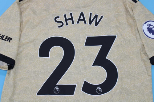 with EPL Patch Retro Jersey 2019-2020 Manchester United SHAW 23 Third Away Soccer Jersey Vintage Football Shirt