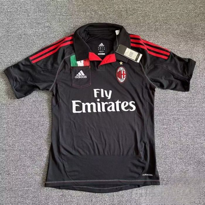 Retro Jersey 2013-2014 AC Milan Third Away Black Soccer Jersey Vintage Football Shirt