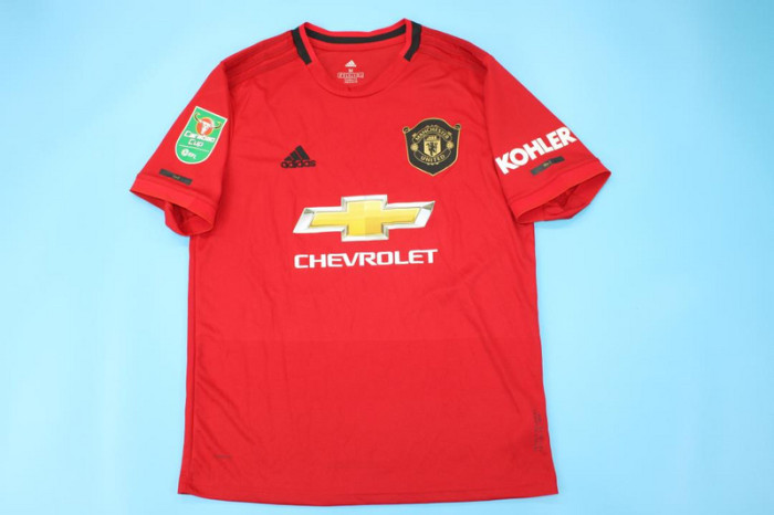 with Carabao Cup EFL Patch Retro Jersey 2019-2020 Manchester United Home Soccer Jersey Vintage Football Shirt