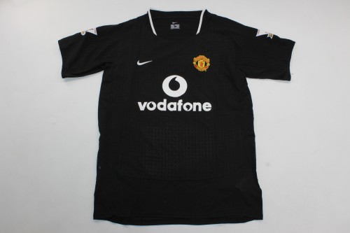 with EPL Patch Retro Jersey 2003-2004 Manchester United Away Black Soccer Jersey Man U Vintage Football Shirt