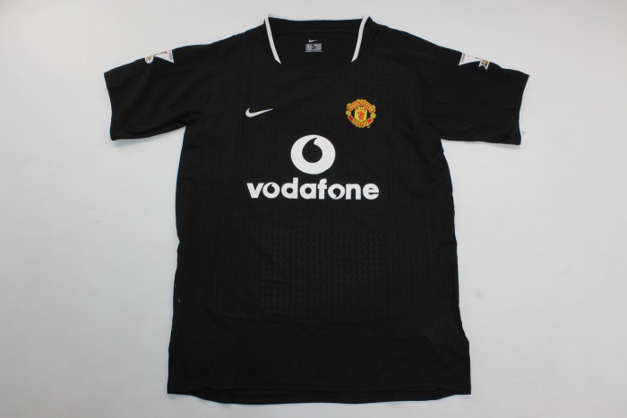 with EPL Patch Retro Jersey 2003-2004 Manchester United Away Black Soccer Jersey Man U Vintage Football Shirt